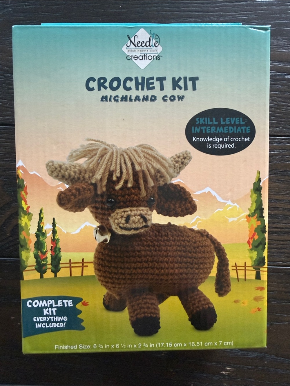 Needle Creations Crochet Kit - Highland Cow - Brown & Tan